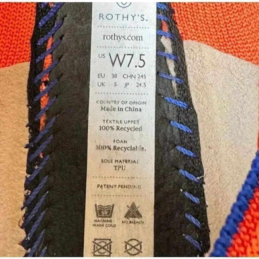 Rothy's Persimmon Marina Stripe Retired Women’s Round Toe Flats SZ 7.5